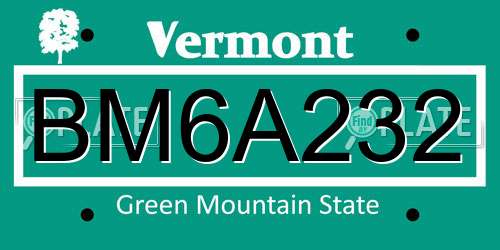 BM6A232 Vermont License Plate