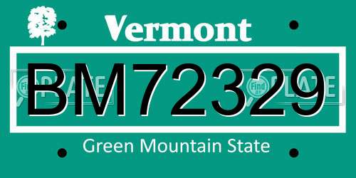 BM72329 Vermont License Plate