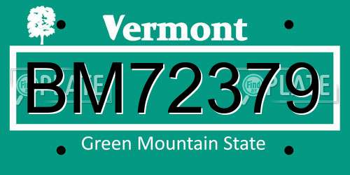 BM72379 Vermont License Plate