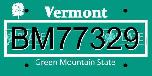 BM77329 Vermont License Plate
