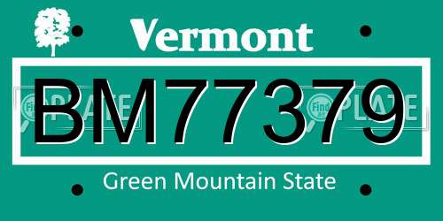 BM77379 Vermont License Plate
