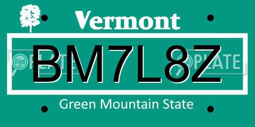 BM7L8Z Vermont License Plate
