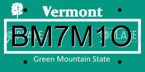 BM7M1O Vermont License Plate