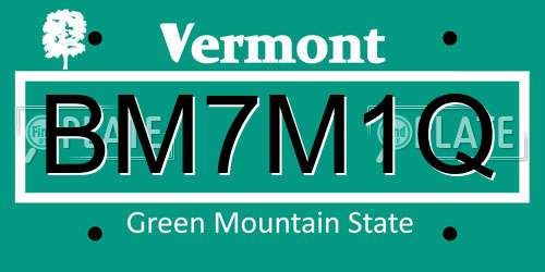BM7M1Q Vermont License Plate