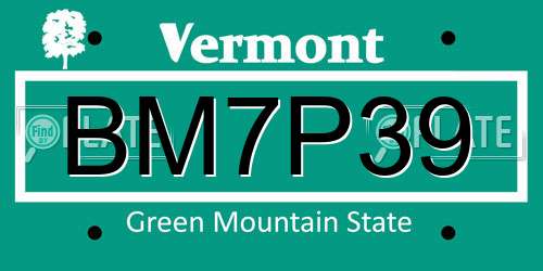 BM7P39 Vermont License Plate