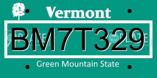 BM7T329 Vermont License Plate