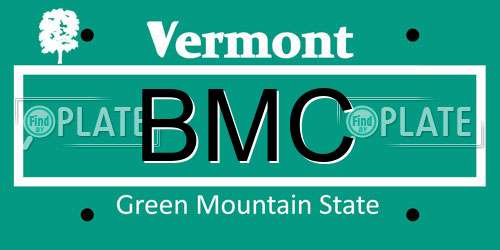 BMC Vermont License Plate