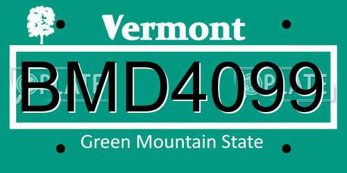 BMD4099 Vermont License Plate