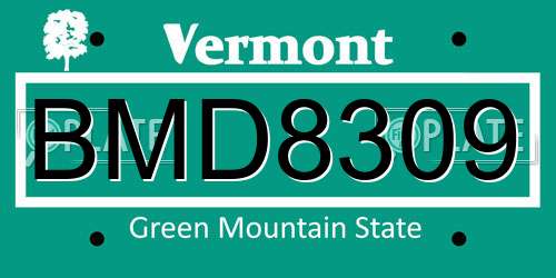 BMD8309 Vermont License Plate