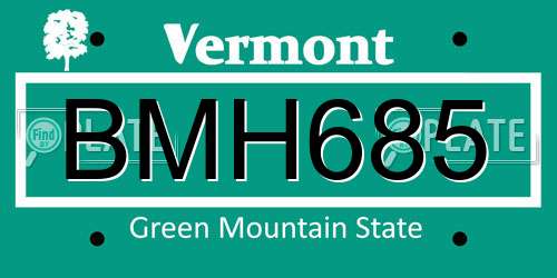 BMH685 Vermont License Plate