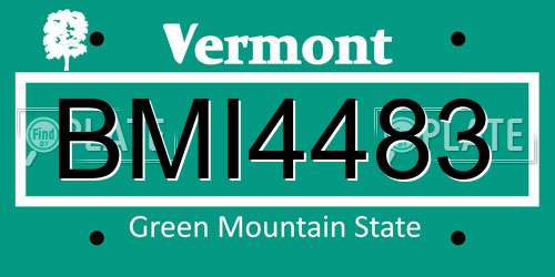 BMI4483 Vermont License Plate