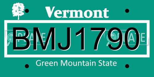 BMJ1790 Vermont License Plate