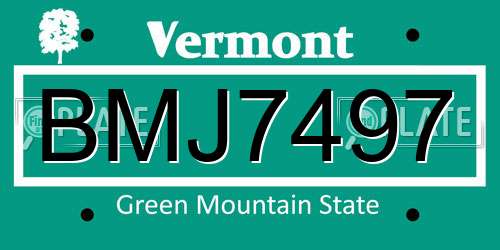 BMJ7497 Vermont License Plate