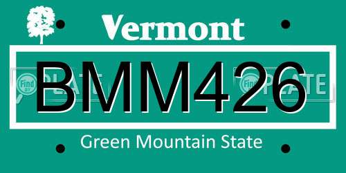 BMM426 Vermont License Plate