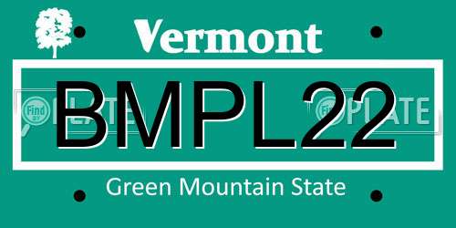 BMPL22 Vermont License Plate