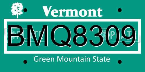 BMQ8309 Vermont License Plate