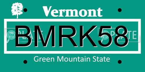 BMRK58 Vermont License Plate