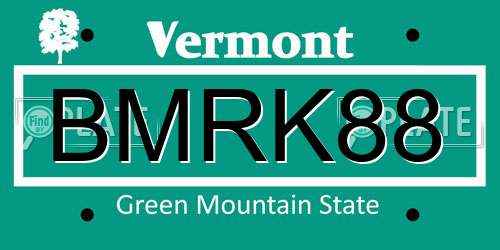 BMRK88 Vermont License Plate