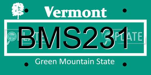 BMS231 Vermont License Plate