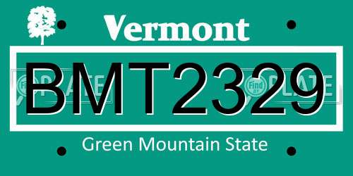 BMT2329 Vermont License Plate