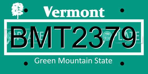 BMT2379 Vermont License Plate