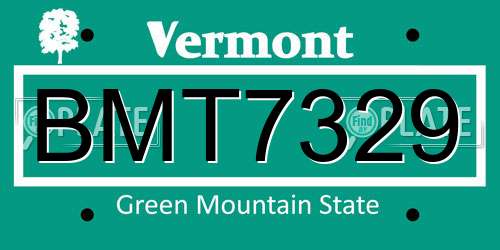 BMT7329 Vermont License Plate