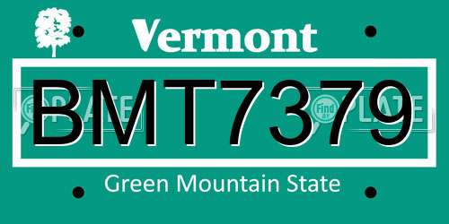 BMT7379 Vermont License Plate