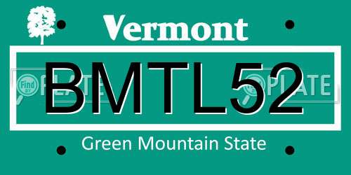 BMTL52 Vermont License Plate