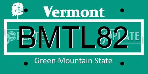 BMTL82 Vermont License Plate