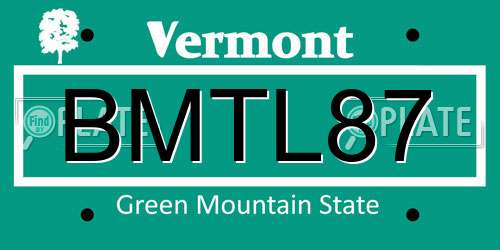 BMTL87 Vermont License Plate
