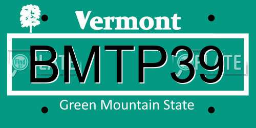 BMTP39 Vermont License Plate