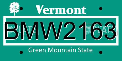 BMW2163 Vermont License Plate