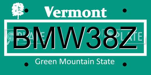 BMW38Z Vermont License Plate