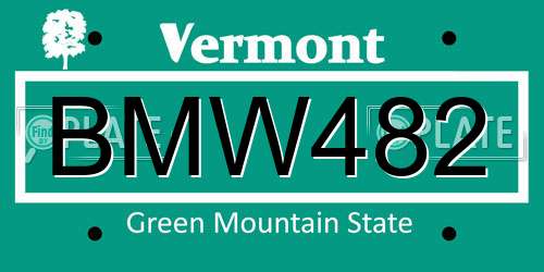 BMW482 Vermont License Plate