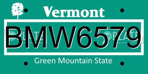 BMW6579 Vermont License Plate