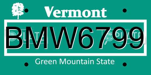 BMW6799 Vermont License Plate