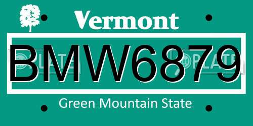 BMW6879 Vermont License Plate