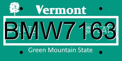 BMW7163 Vermont License Plate