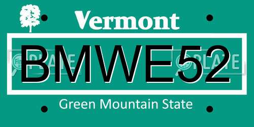 BMWE52 Vermont License Plate