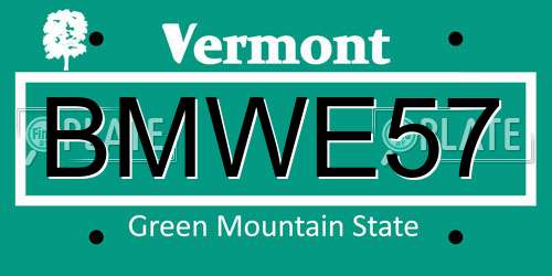 BMWE57 Vermont License Plate