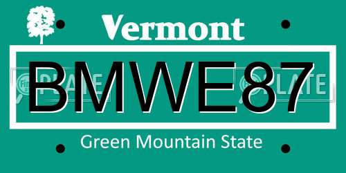 BMWE87 Vermont License Plate