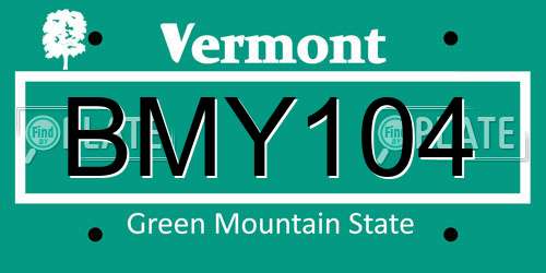 BMY104 Vermont License Plate