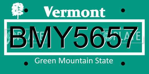 BMY5657 Vermont License Plate