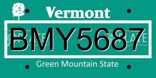 BMY5687 Vermont License Plate