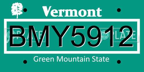 BMY5912 Vermont License Plate