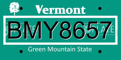 BMY8657 Vermont License Plate