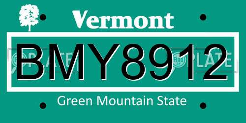 BMY8912 Vermont License Plate