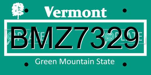 BMZ7329 Vermont License Plate