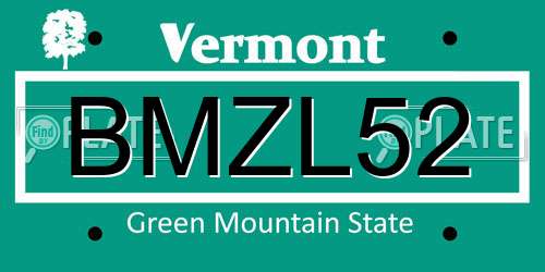 BMZL52 Vermont License Plate