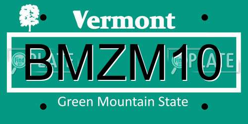BMZM10 Vermont License Plate